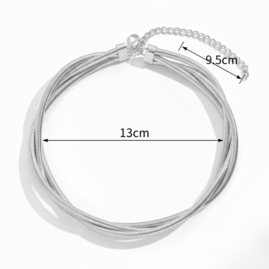 Aurelis Mehrreihige Schlangenkette Choker Halskette Goldfarbe Statement-Schmuck Damen Verstellbar