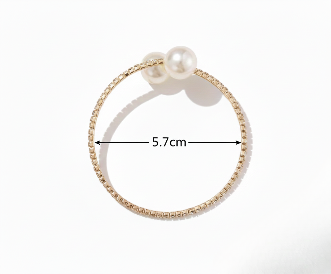 Aurelis Crossover Perlen-Armreif in Goldfarbe Strass-Besatz Elegant Damen