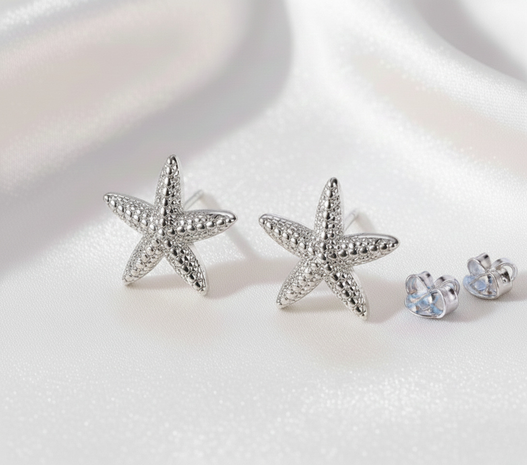 Mia | Verspielte Seestern Ohrstecker Silberfarben Goldfarben Ohrringe Damen Maritim