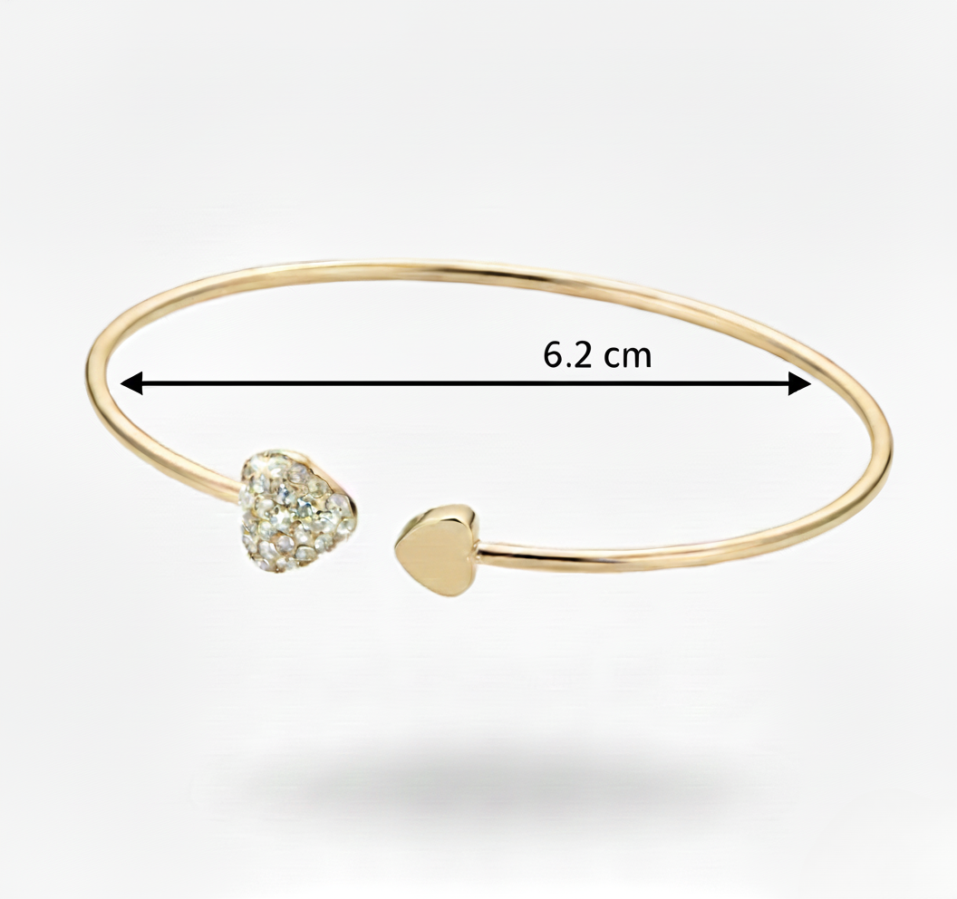 Aurelis Damen Armreif Offen Herz-Design Goldfarbe Strass-Besatz Filigran 19.5cm