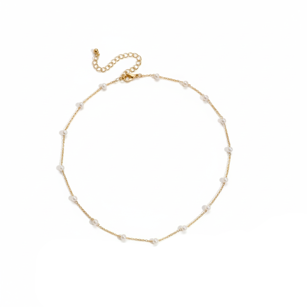 Aurelis Damen Halskette Goldfarbe mit Imitationsperlen Minimalistisch Zart 36+6cm