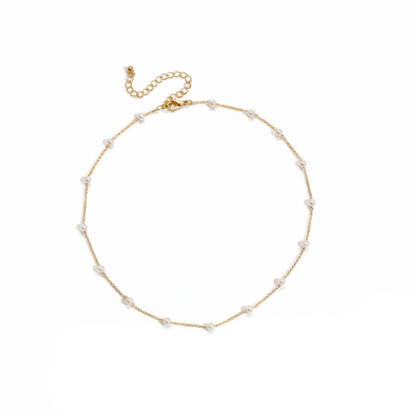 Aurelis Damen Halskette Goldfarbe mit Imitationsperlen Minimalistisch Zart 36+6cm