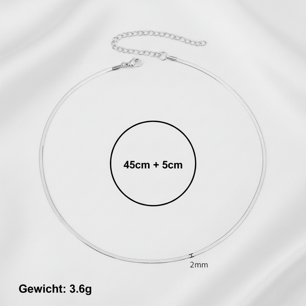 Aurelis Damen Halskette flache Schlangenkette Goldfarbe Herringbone Snake Chain variabel