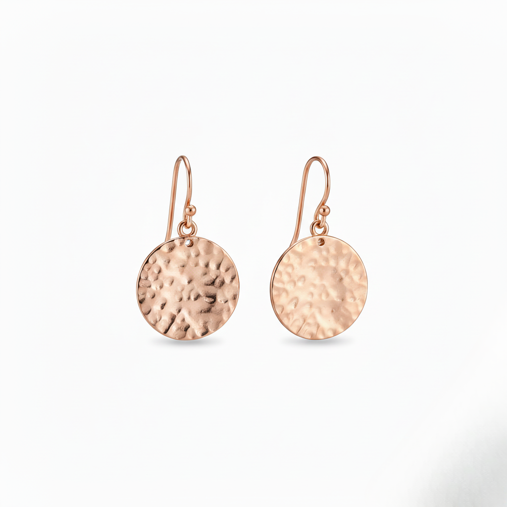 Aurelis Plättchen Ohrringe Hammerschlag – Runde Coin Ohrhänger – Goldfarbe