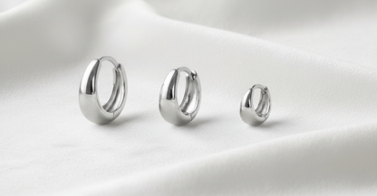 Aurelis Goldfarbe Creolen Set 3 Paar bauchige Chunky Hoops verschiedene Größen Damen