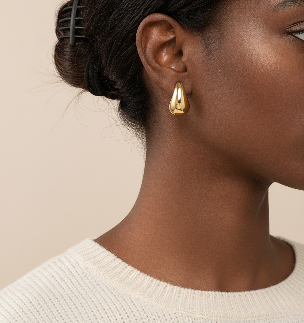 Aurelis Damen Ohrringe Tropfen Design Goldfarbe Chunky Teardrop Elegant Mittel