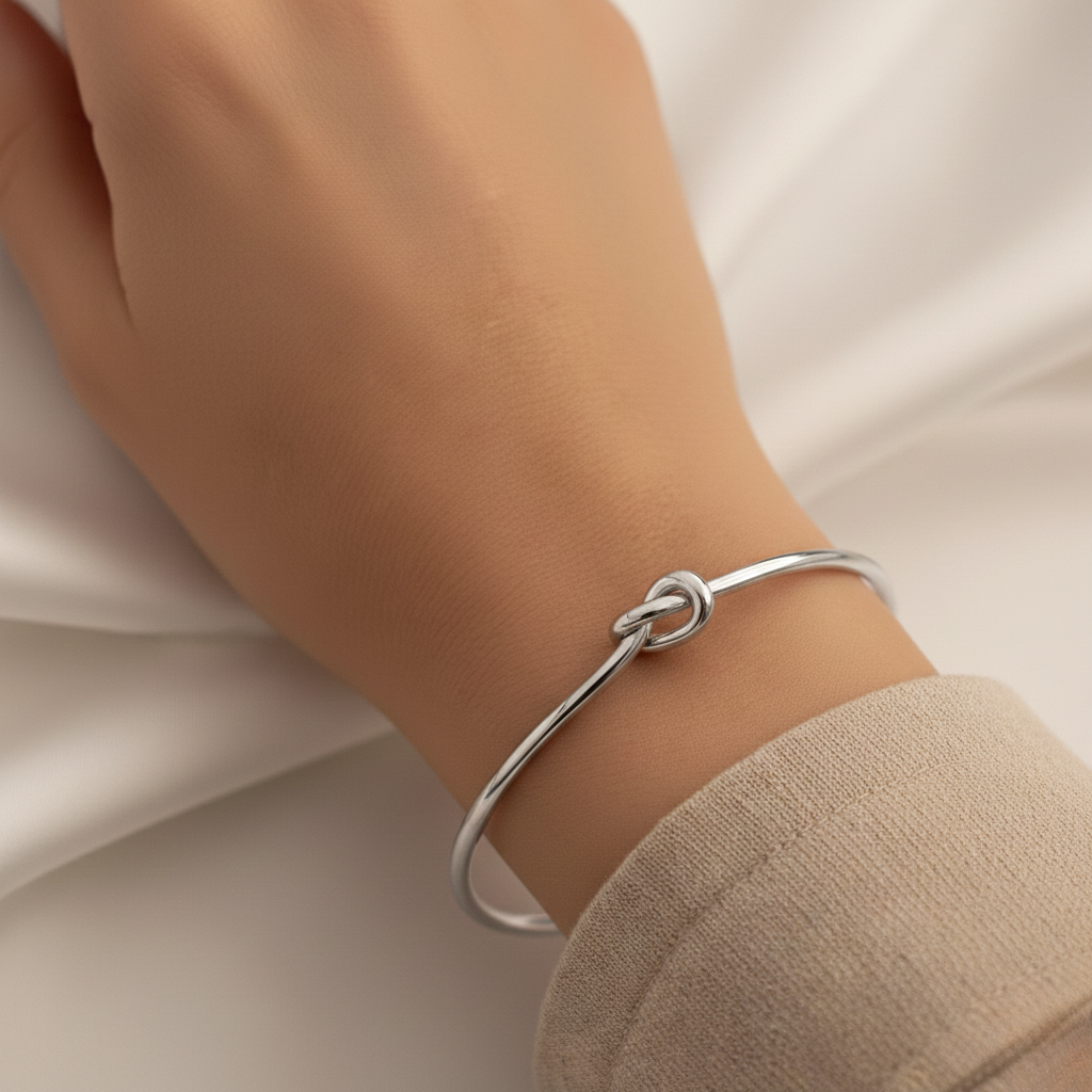 Matteo | Minimalistischer Knoten Armreif Goldfarben Silberfarben Armband Damen Edel