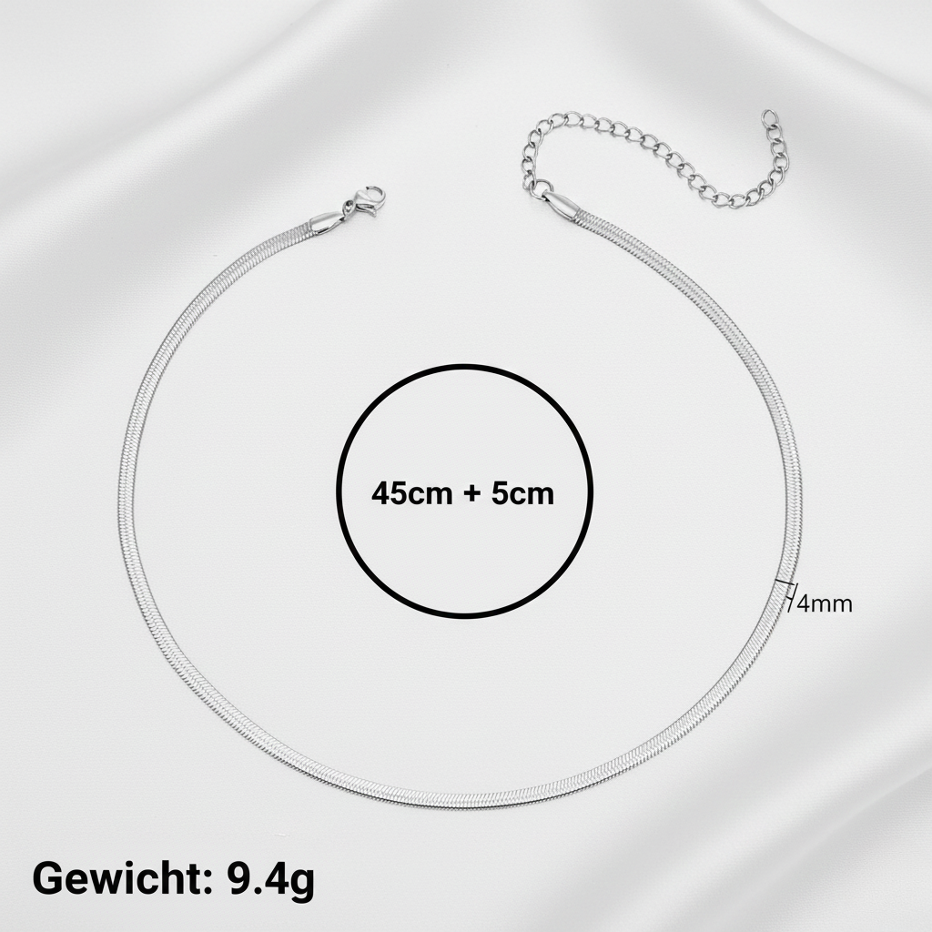 Aurelis Damen Halskette flache Schlangenkette Goldfarbe Herringbone Snake Chain variabel