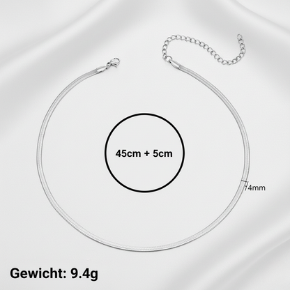 Aurelis Damen Halskette flache Schlangenkette Goldfarbe Herringbone Snake Chain variabel