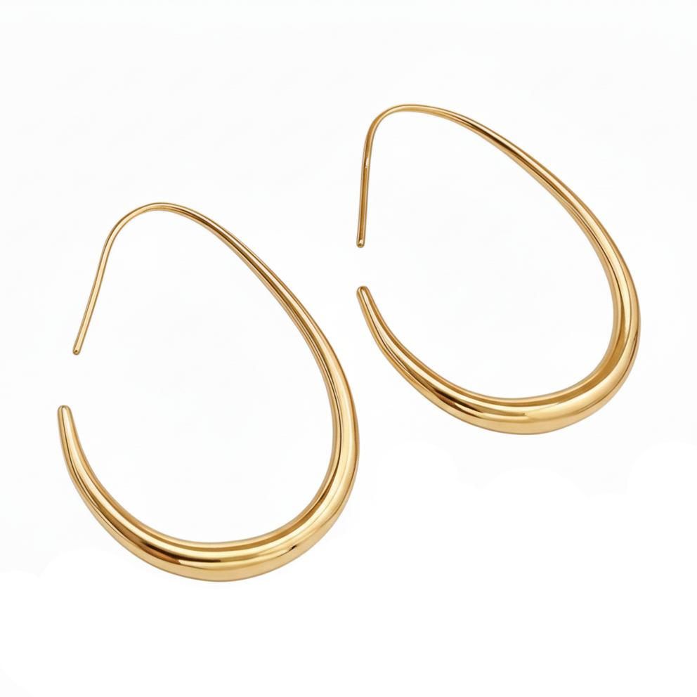 Aurelis Damen Ohrringe Oval Tropfenform Goldfarbe Organic Design Statement groß