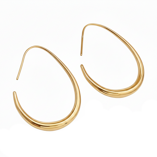 Aurelis Damen Ohrringe Oval Tropfenform Goldfarbe Organic Design Statement groß