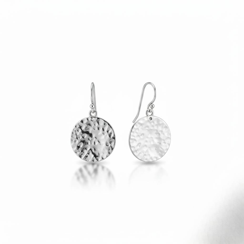 Aurelis Plättchen Ohrringe Hammerschlag – Runde Coin Ohrhänger – Goldfarbe