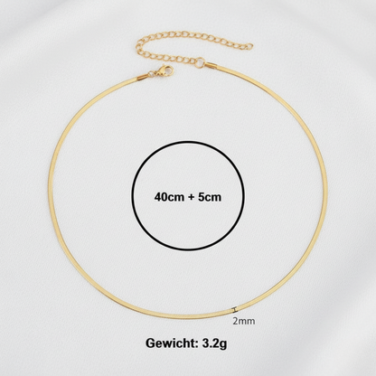 Aurelis Damen Halskette flache Schlangenkette Goldfarbe Herringbone Snake Chain variabel