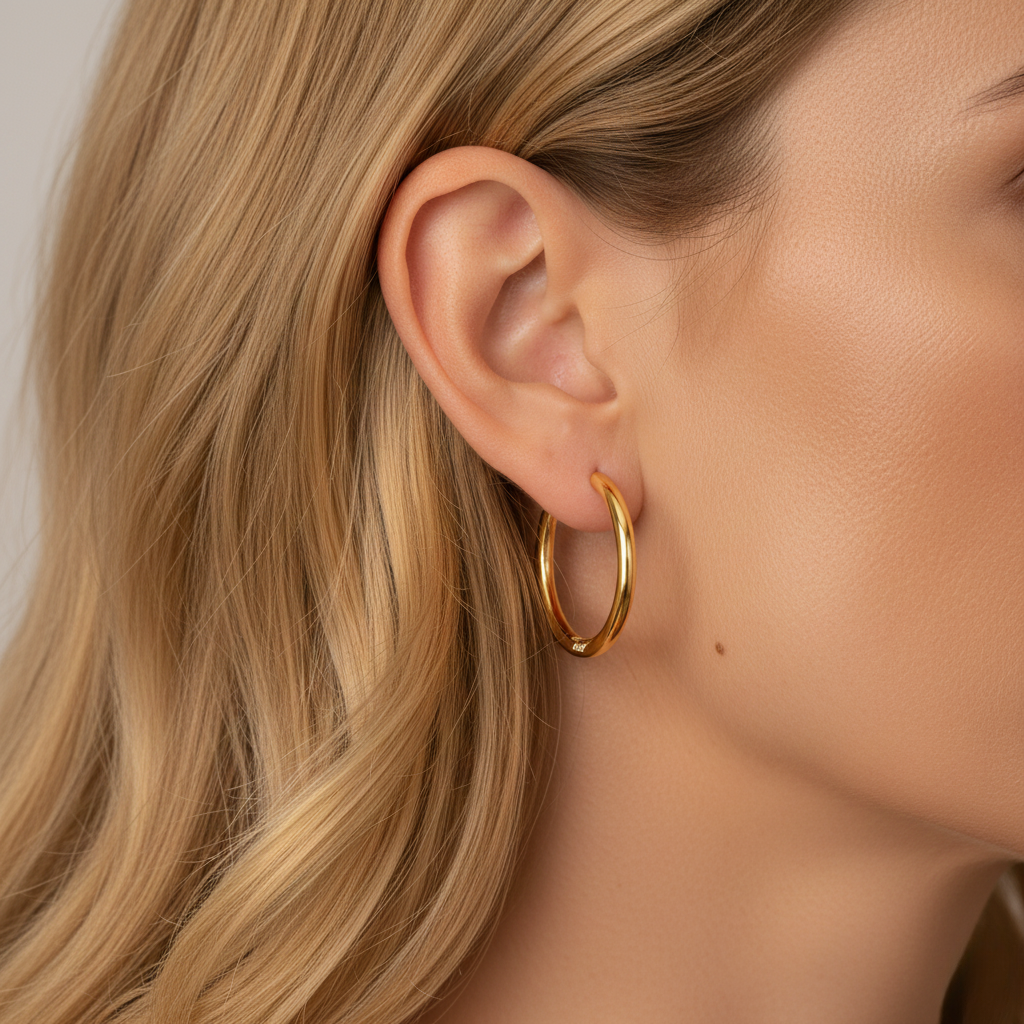 Aurelis Essential Creolen 25mm Goldfarbe Edelstahl 316 Wasserfest