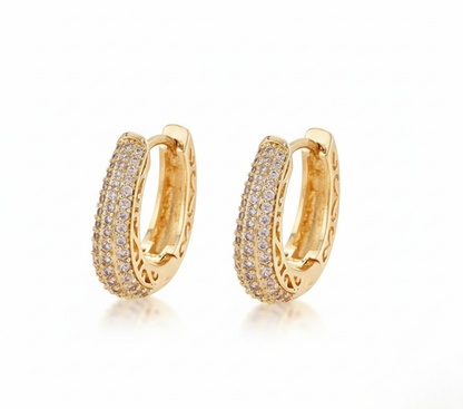 Emma | Glamouröse Creolen Goldfarben Strass Ohrringe Damen Glitzer Elegant