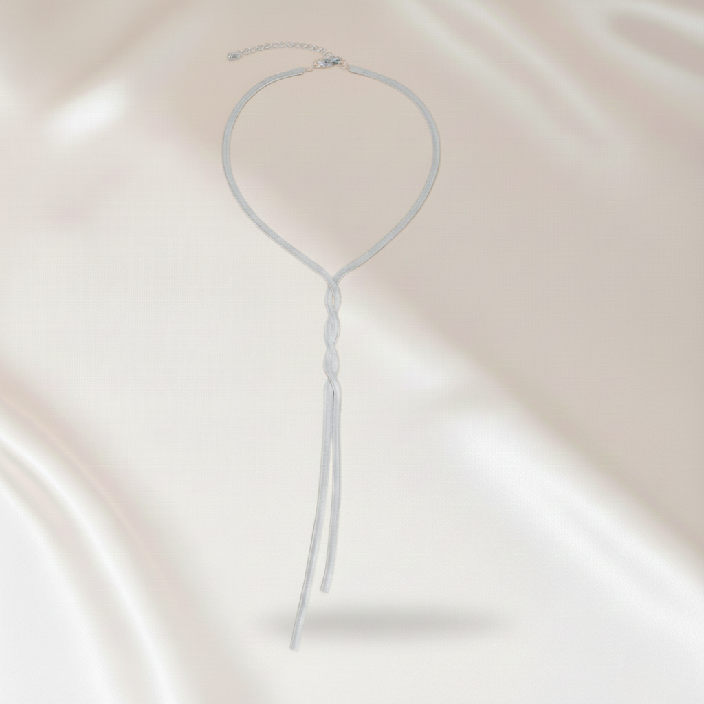 Aurelis Damen Y-Halskette flache Schlangenkette Goldfarbe Lariat-Design Elegant