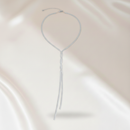 Aurelis Damen Y-Halskette flache Schlangenkette Goldfarbe Lariat-Design Elegant