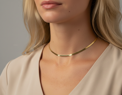 Mia | Edle Schlangenkette Goldfarben Silberfarben Halskette Damen Minimalistisch