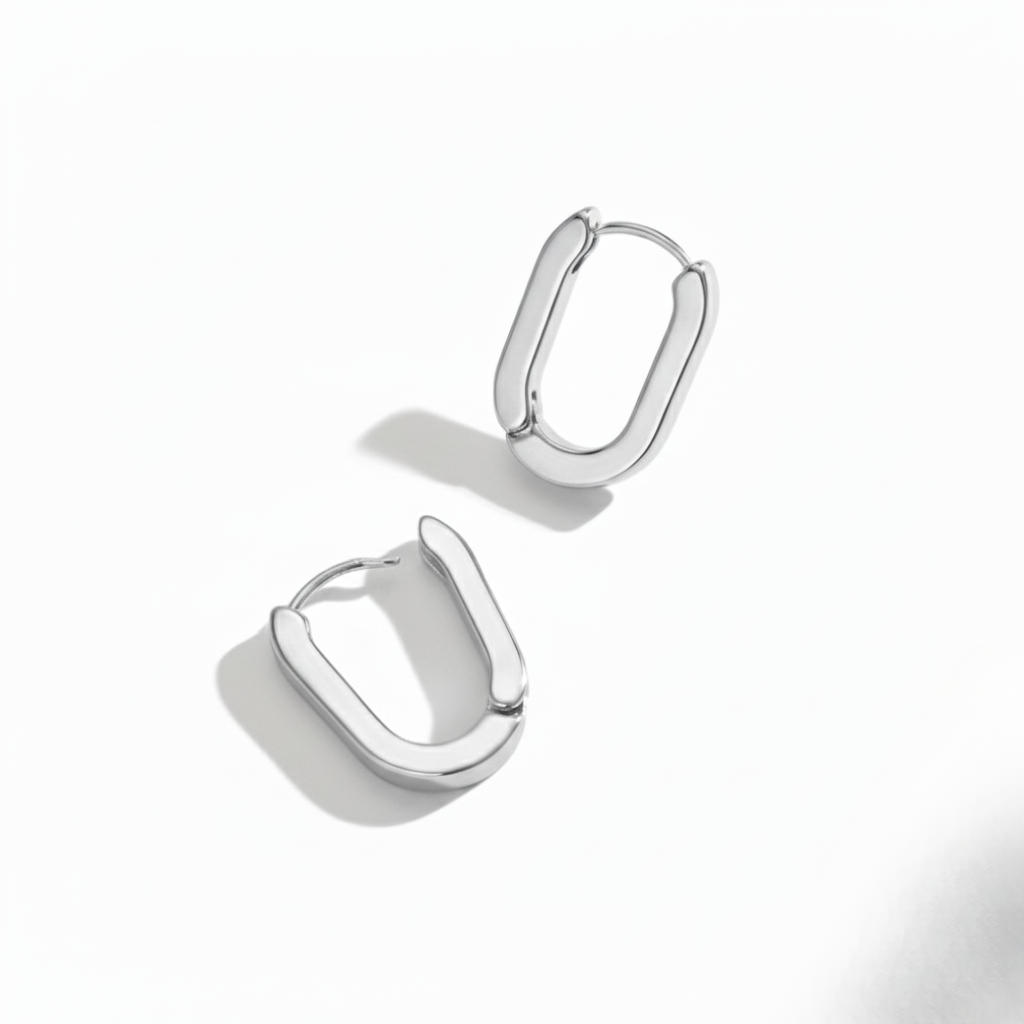 Aurelis Link-Creolen U-Form Goldfarbe Geometrisch Minimalistisch Damen