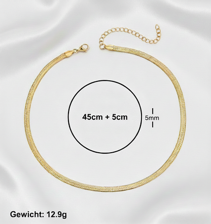 Aurelis Damen Halskette flache Schlangenkette Goldfarbe Herringbone Snake Chain variabel