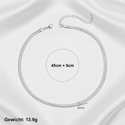 Aurelis Damen Halskette flache Schlangenkette Goldfarbe Herringbone Snake Chain variabel