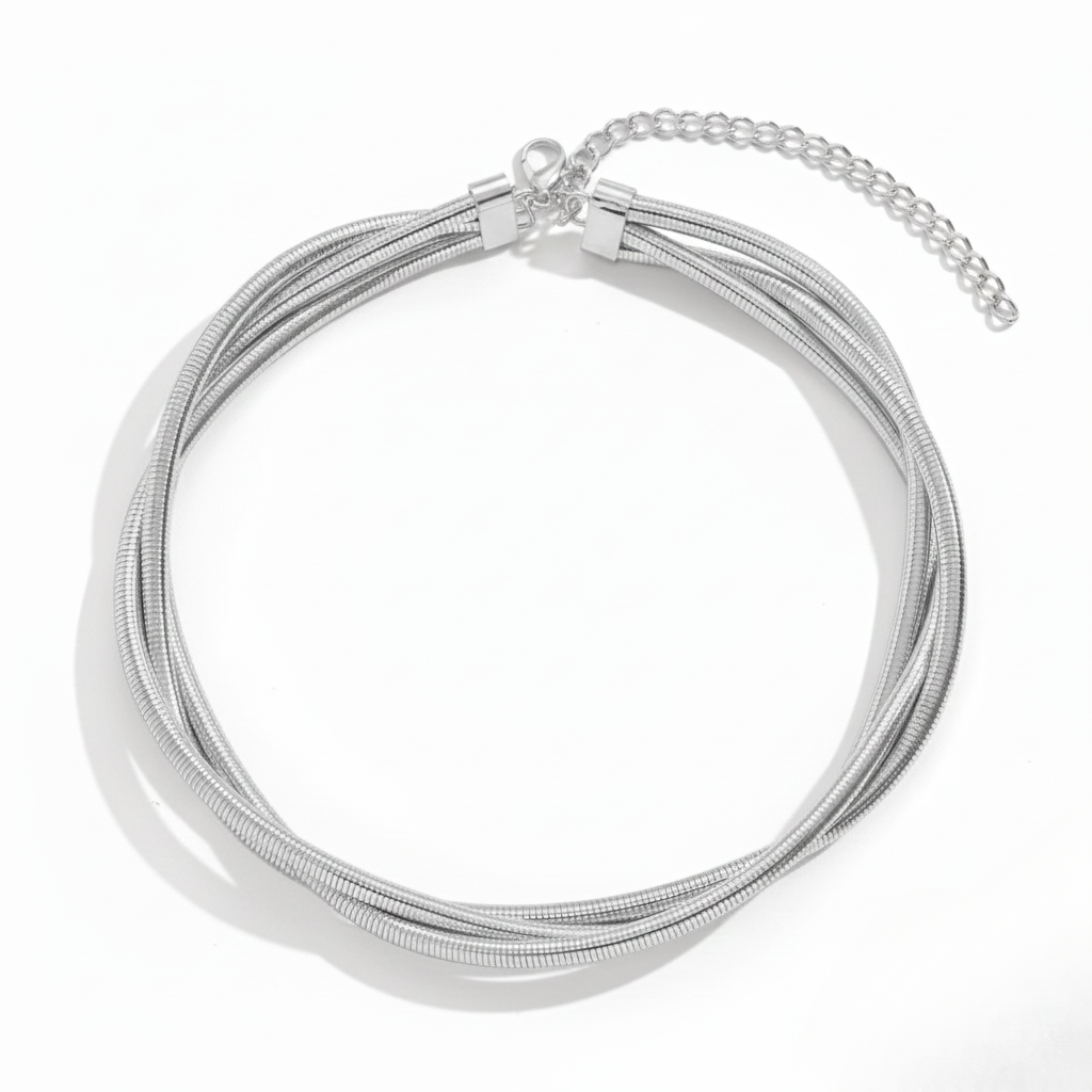 Aurelis Mehrreihige Schlangenkette Choker Halskette Goldfarbe Statement-Schmuck Damen Verstellbar