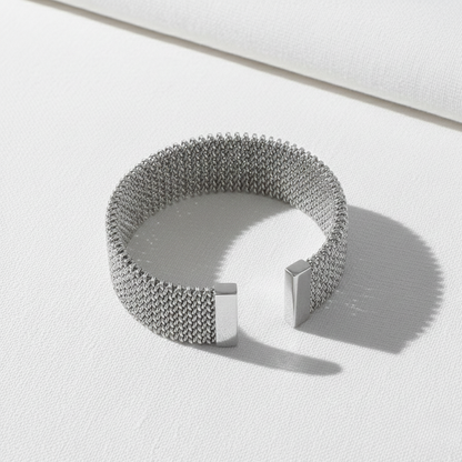 Aurelis Mesh-Armreif Geflochten 22mm Goldfarbe Edelstahl Breit Damen