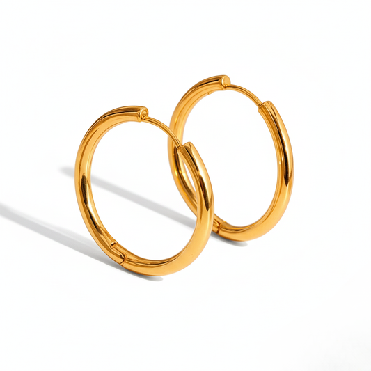 Aurelis Essential Creolen 25mm Goldfarbe Edelstahl 316 Wasserfest