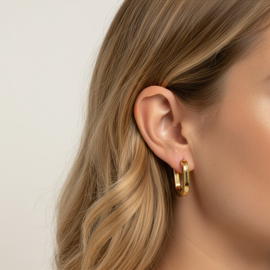 Aurelis Link-Creolen U-Form Goldfarbe Geometrisch Minimalistisch Damen