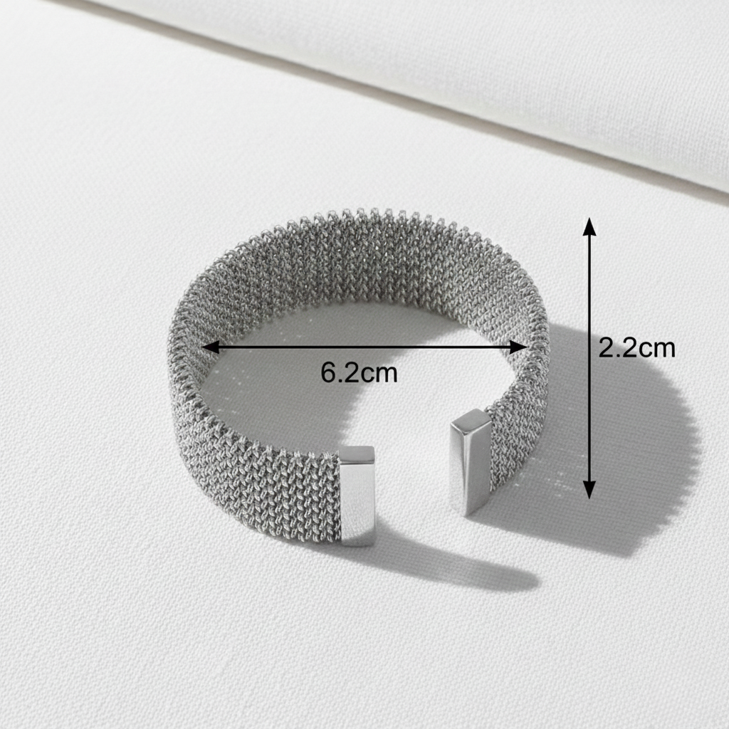 Aurelis Mesh-Armreif Geflochten 22mm Goldfarbe Edelstahl Breit Damen