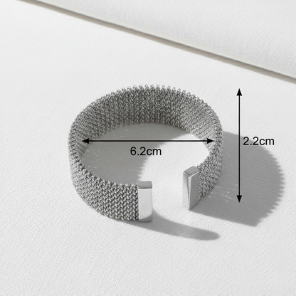 Aurelis Mesh-Armreif Geflochten 22mm Goldfarbe Edelstahl Breit Damen