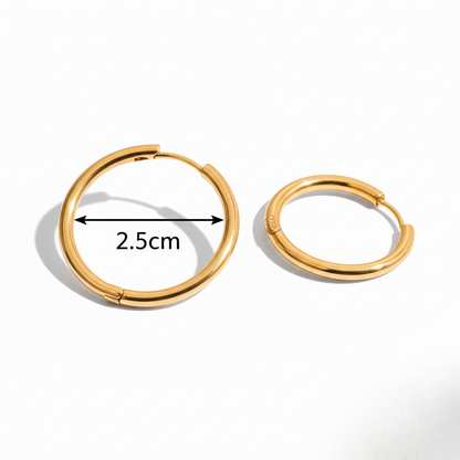 Aurelis Essential Creolen 25mm Goldfarbe Edelstahl 316 Wasserfest