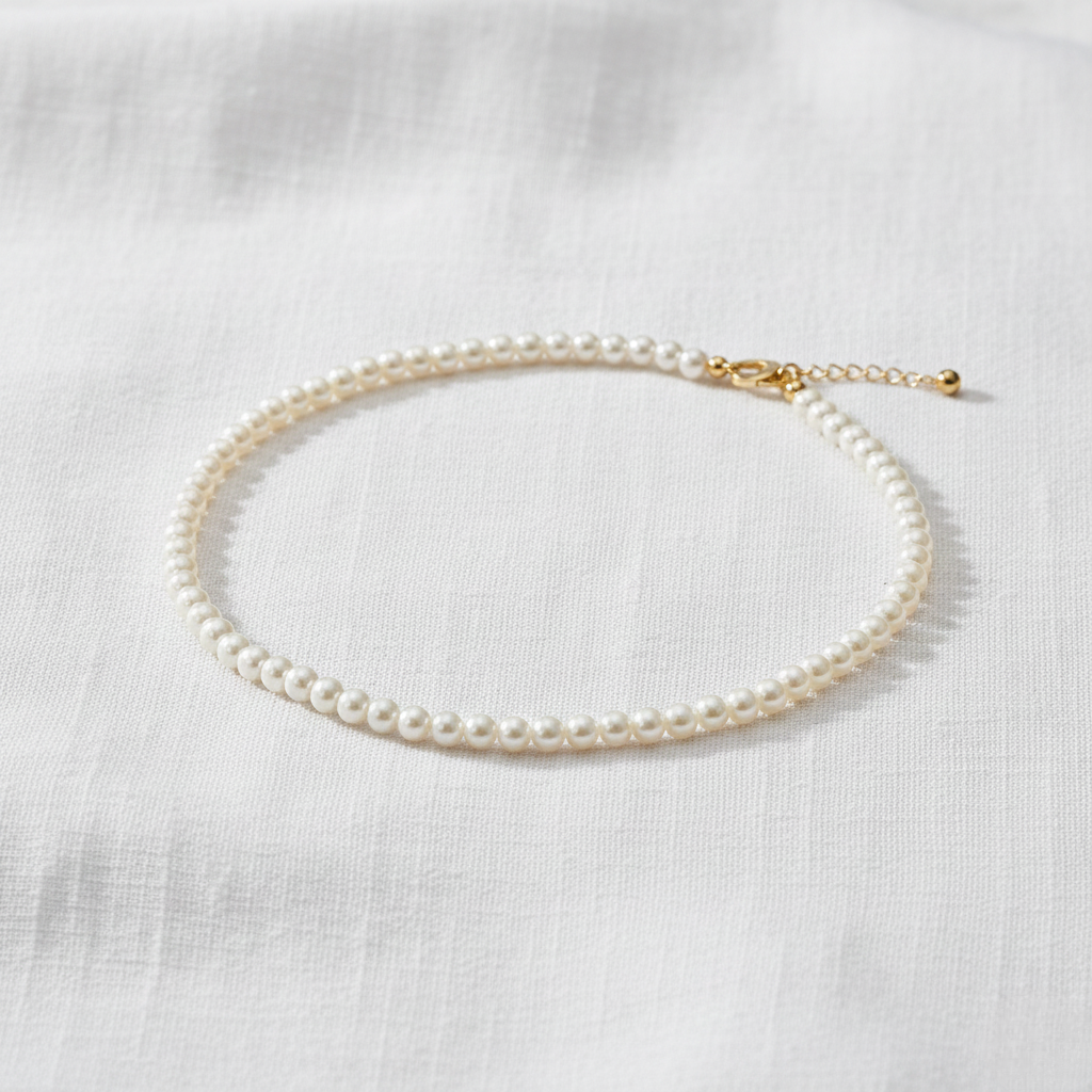 Aurelis Perlenkette Damen Choker Einreihig - Klassische Perle-Optik Weiß - 40+5cm