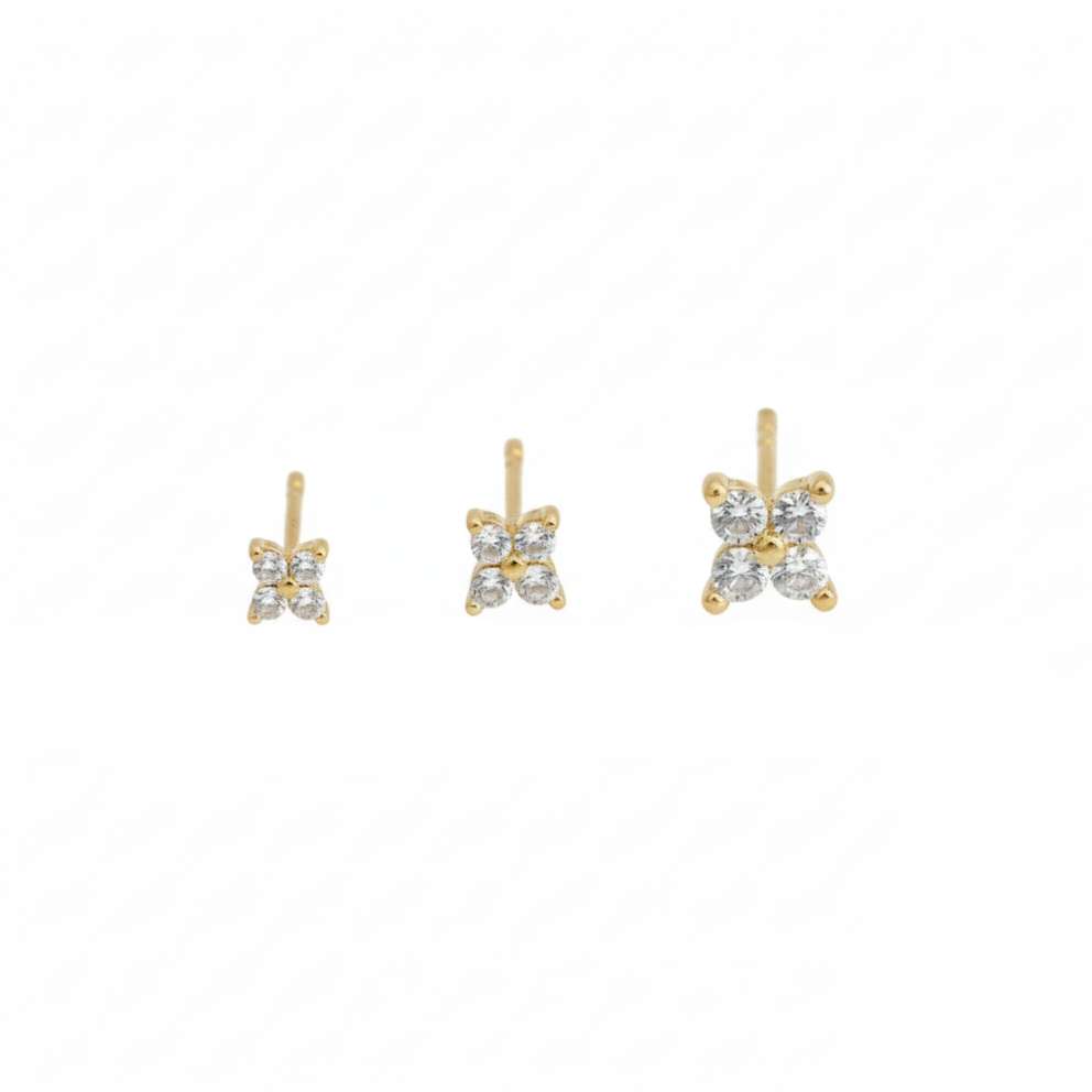 Aurelis Damen Ohrstecker Goldfarbe 4 Kristalle Edel & Zierlich Luxury Look Ear-Stacking