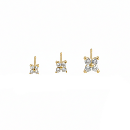 Aurelis Damen Ohrstecker Goldfarbe 4 Kristalle Edel & Zierlich Luxury Look Ear-Stacking
