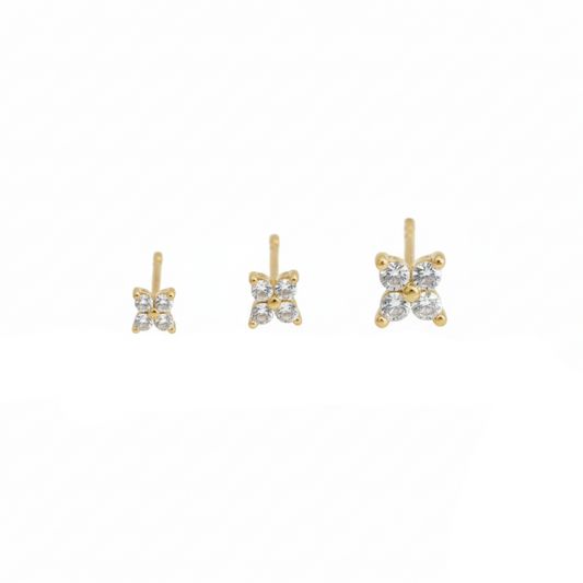 Aurelis Damen Ohrstecker Goldfarbe 4 Kristalle Edel & Zierlich Luxury Look Ear-Stacking