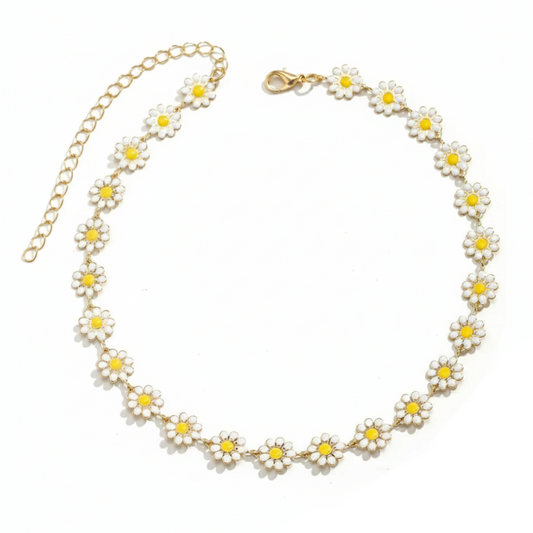 Aurelis Damen Choker Halskette Goldfarbe Gänseblümchen Blumen-Design Y2K 30cm