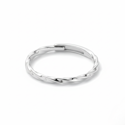 Aurelis Minimalistischer Twist Ring Gedreht in Silberfarbe Verstellbar Offen für Damen