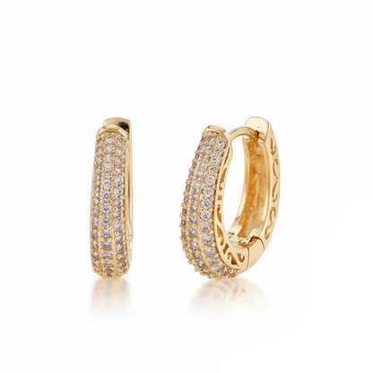 Emma | Glamouröse Creolen Goldfarben Strass Ohrringe Damen Glitzer Elegant