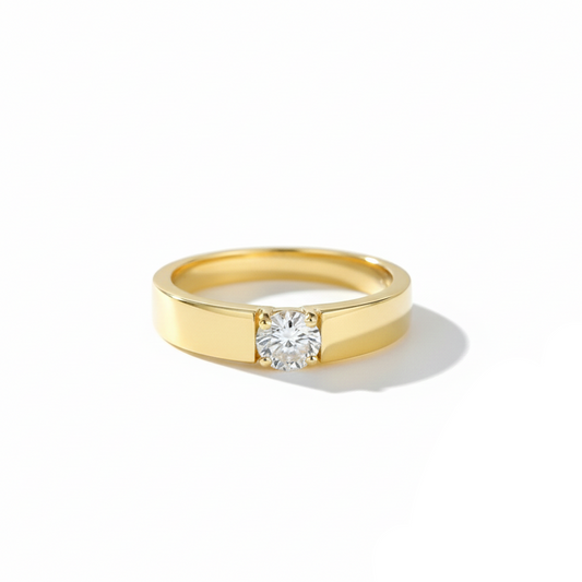 Noah | Zeitloser Ring Goldfarben Silberfarben Verlobungsring Zirkonia Solitär Gr. 49-70 Gold