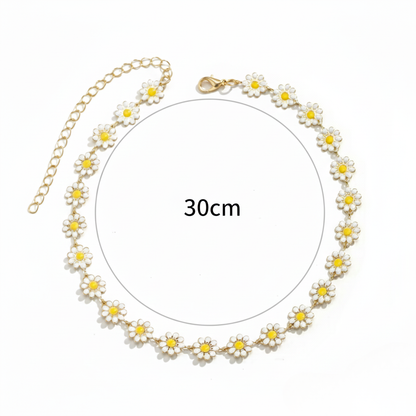 Aurelis Damen Choker Halskette Goldfarbe Gänseblümchen Blumen-Design Y2K 30cm