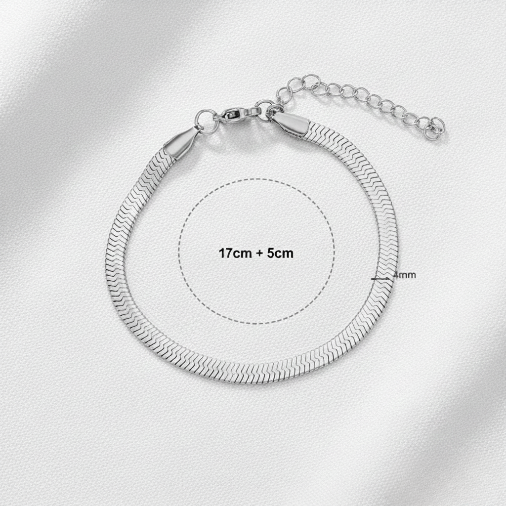 Aurelis Damen Halskette flache Schlangenkette Goldfarbe Herringbone Snake Chain variabel