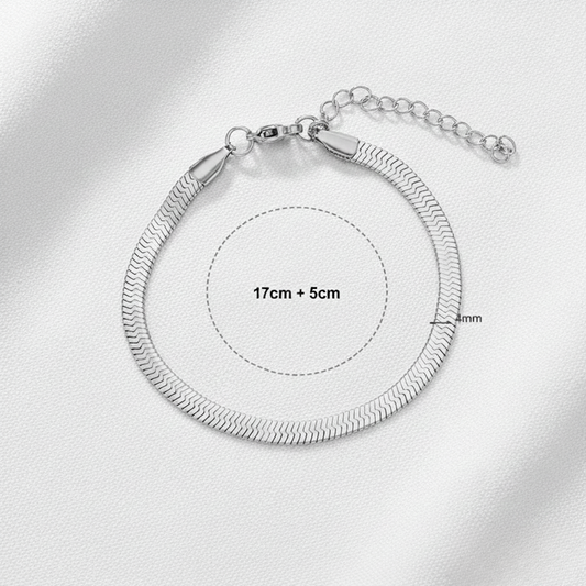 Aurelis Damen Halskette flache Schlangenkette Goldfarbe Herringbone Snake Chain variabel