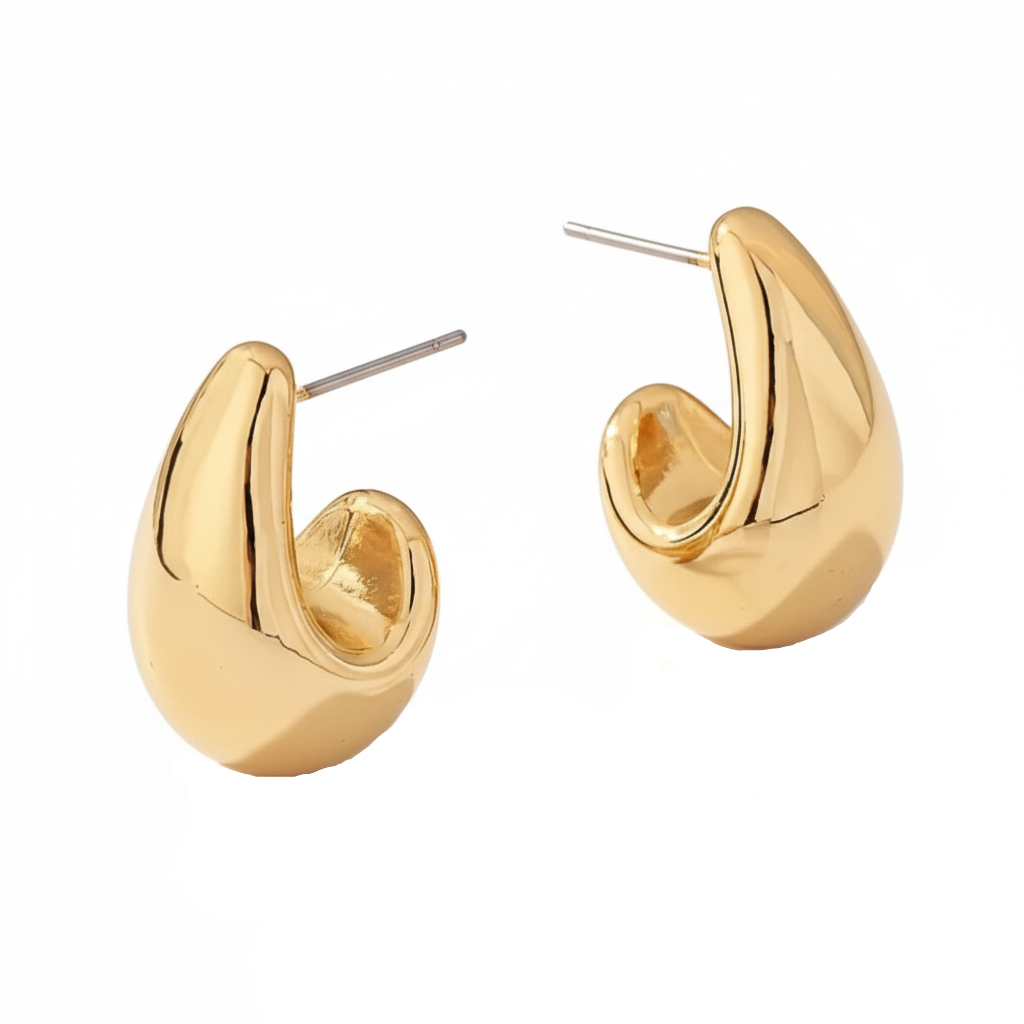 Aurelis Chunky Drop Ohrringe Goldfarbe Teardrop Design Damen Statement Creolen C-Form