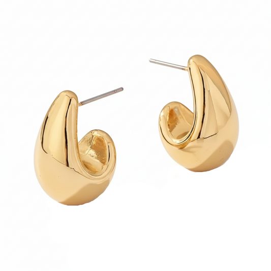 Aurelis Chunky Drop Ohrringe Goldfarbe Teardrop Design Damen Statement Creolen C-Form