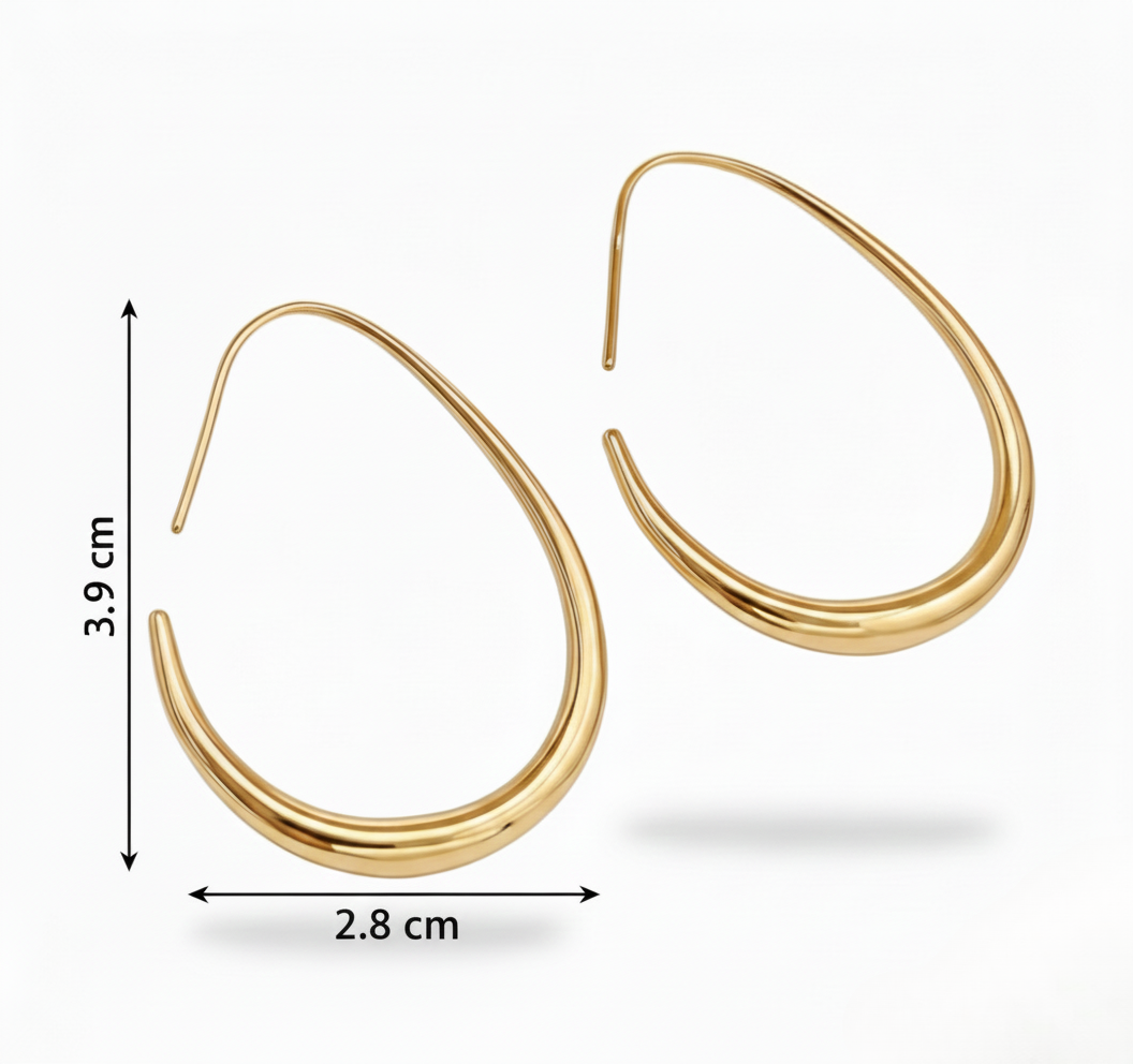 Aurelis Damen Ohrringe Oval Tropfenform Goldfarbe Organic Design Statement groß