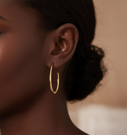 Aurelis Damen Ohrringe Oval Tropfenform Goldfarbe Organic Design Statement groß