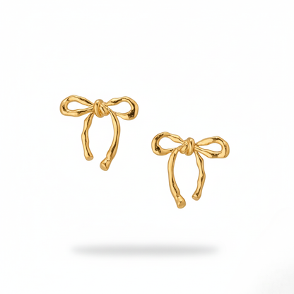 Schleifen-Ohrringe Goldfarbe Elegante Bow-Ohrstecker Vintage Coquette-Stil Damen