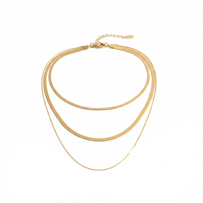 Elhan | Edel Layering Schlangenkette Goldfarben Set Halskette Mehrreihig