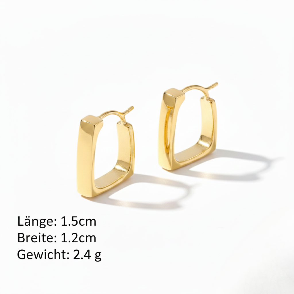 Geometrische Creolen Rechteckig in Goldfarbe Minimalistische Eckige Ohrringe Damen